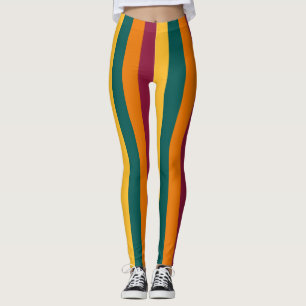 Sri Lanka National Flag Colours Vertical Striped Leggings