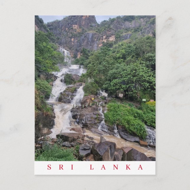 Sri Lanka Rawana waterfall view postcard (Front)