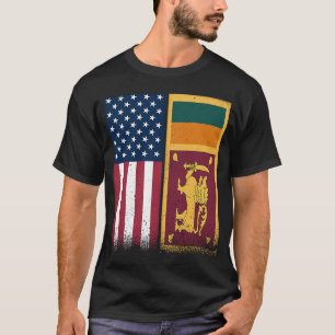 Sri Lanka  Sri Lankan American Flags Proud USA T-Shirt