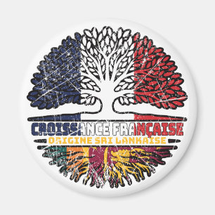 Sri Lanka Sri Lankan French France Tree Roots Flag Magnet