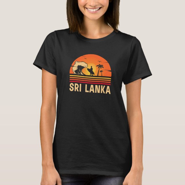 Sri Lanka Surfer Retro Ocean Sunset Vacation Sri L T-Shirt (Front)