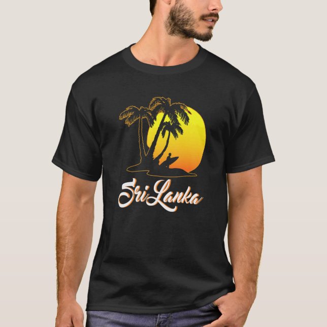 Sri Lanka Surfer Sunset Beach Ocean Vacation Sri L T-Shirt (Front)