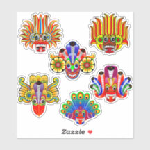 Sri Lanka traditional demon/yaka mask sticker pack