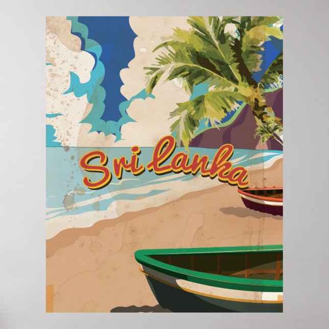 Sri Lanka Vintage Vacation Travel Poster (Front)