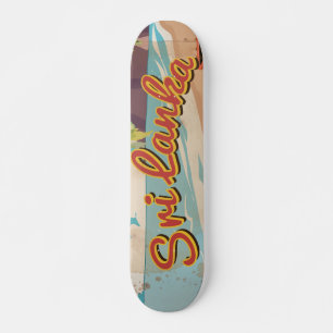 Sri Lanka Vintage Vacation Travel Poster Skateboard