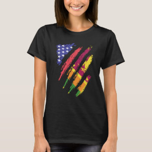 Sri Lankan American Patriot Grown Heart Flag Strip T-Shirt