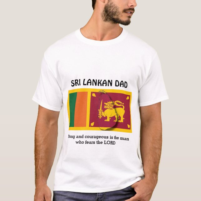 SRI LANKAN DAD | Strong Courageous | Personalised T-Shirt (Front)