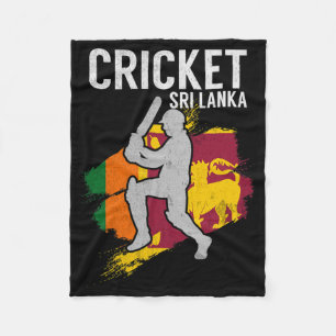 Sri Lankan Flag Cricket  Fleece Blanket