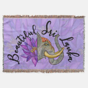 Sri Lankan Gifts with Elephant and Lotus Throw Blanket