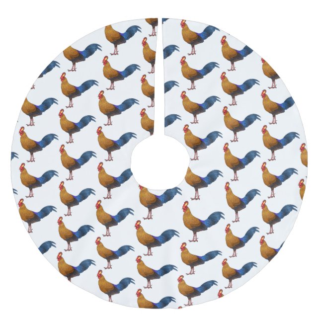 Sri Lankan junglefowl bird cartoon illustration  Brushed Polyester Tree Skirt (Front)