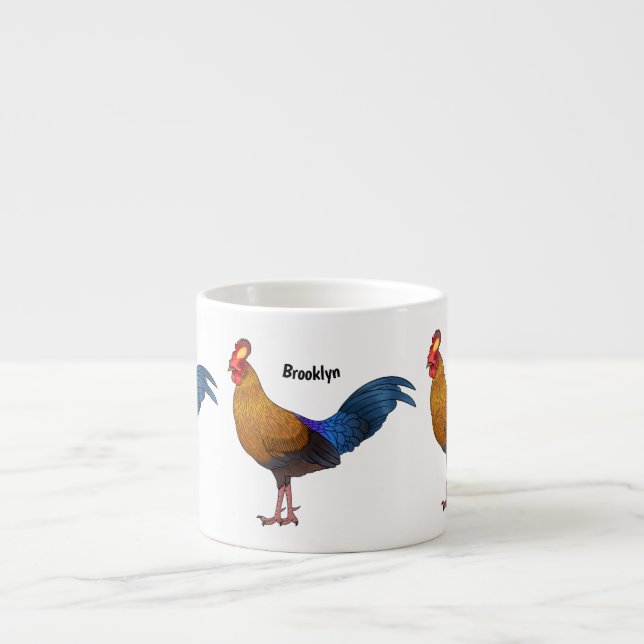 Sri Lankan junglefowl bird cartoon illustration  Espresso Cup (Front)