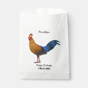 Sri Lankan junglefowl bird cartoon illustration  Favour Bags