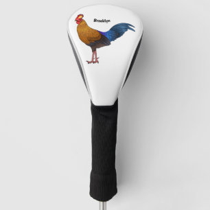 Sri Lankan junglefowl bird cartoon illustration  Golf Head Cover