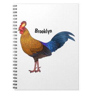 Sri Lankan junglefowl bird cartoon illustration Notebook