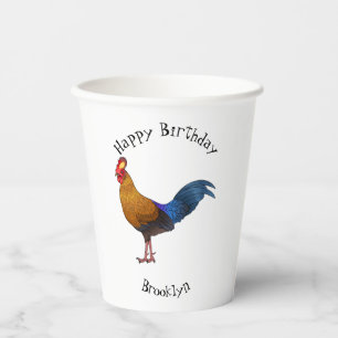 Sri Lankan junglefowl bird cartoon illustration Paper Cups