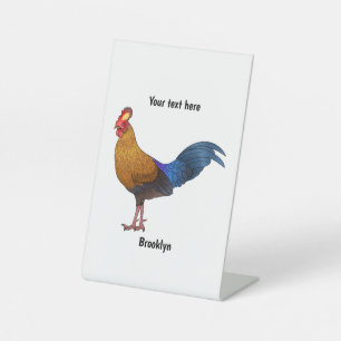 Sri Lankan junglefowl bird cartoon illustration Pedestal Sign