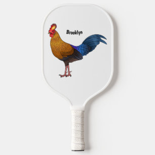 Sri Lankan junglefowl bird cartoon illustration  Pickleball Paddle