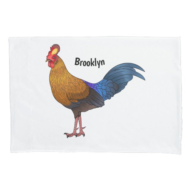 Sri Lankan junglefowl bird cartoon illustration Pillowcase (Front)
