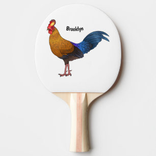 Sri Lankan junglefowl bird cartoon illustration Ping Pong Paddle