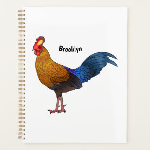 Sri Lankan junglefowl bird cartoon illustration Planner