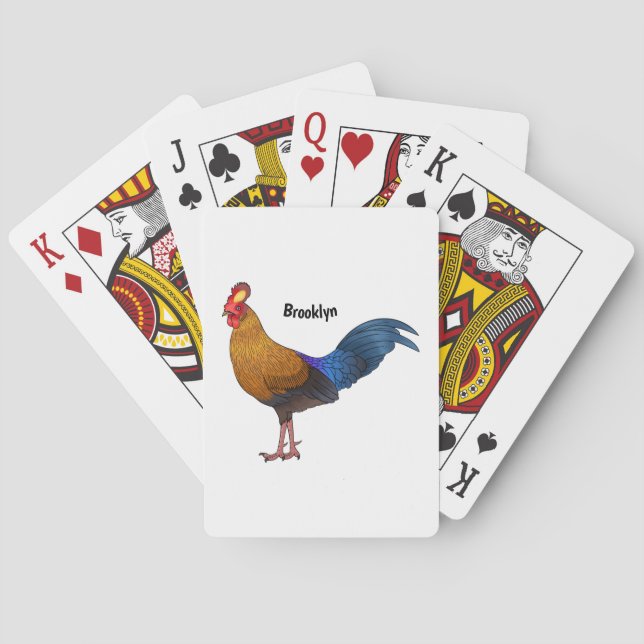 Sri Lankan junglefowl bird cartoon illustration  Playing Cards (Back)