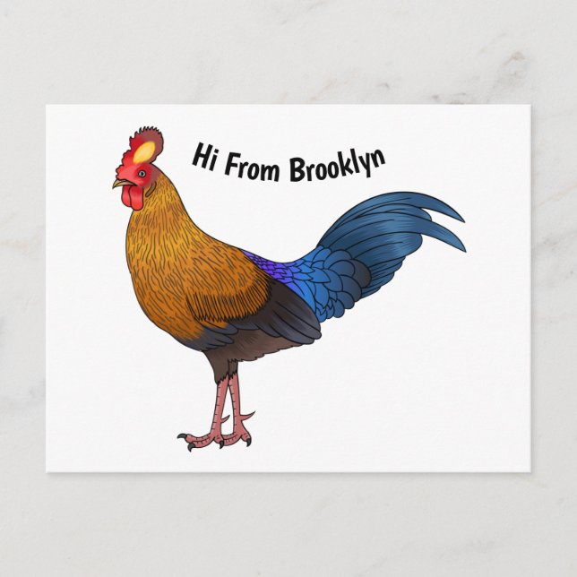Sri Lankan junglefowl bird cartoon illustration  Postcard (Front)