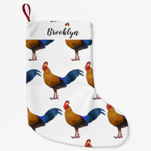 Sri Lankan junglefowl bird cartoon illustration  Small Christmas Stocking