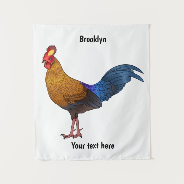 Sri Lankan junglefowl bird cartoon illustration Tapestry (Front)