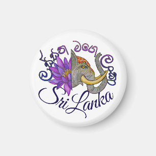 Sri Lankan souvenirs with Elephant and Lotus Magnet