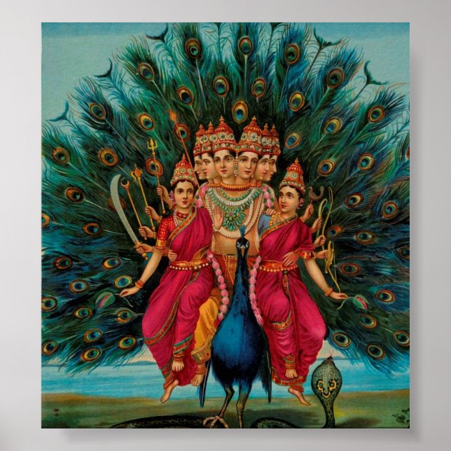 Sri Shanmukaha Subramania Swami by Raja Ravi Varma Poster (Front)