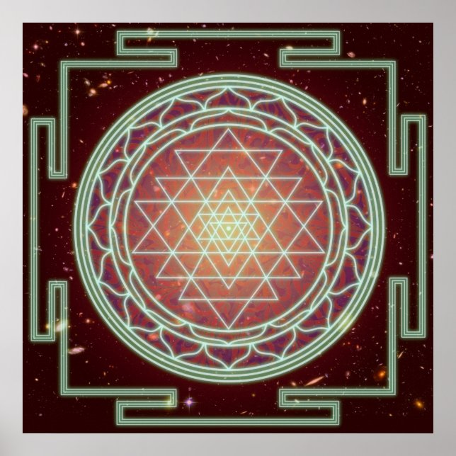 Sri Yantra Amber Glow Poster (Front)