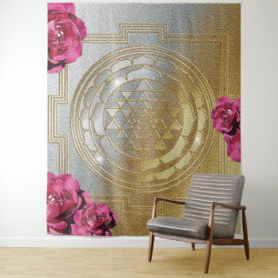 Sri Yantra and the Scent Of Roses II - Tapestry