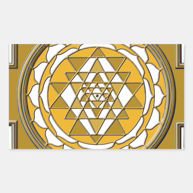 Sri Yantra Bronze Rectangular Sticker (Front)