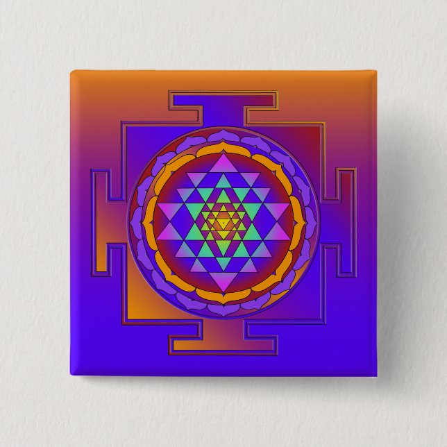 SRI YANTRA full coloured + your ideas 15 Cm Square Badge (Front)