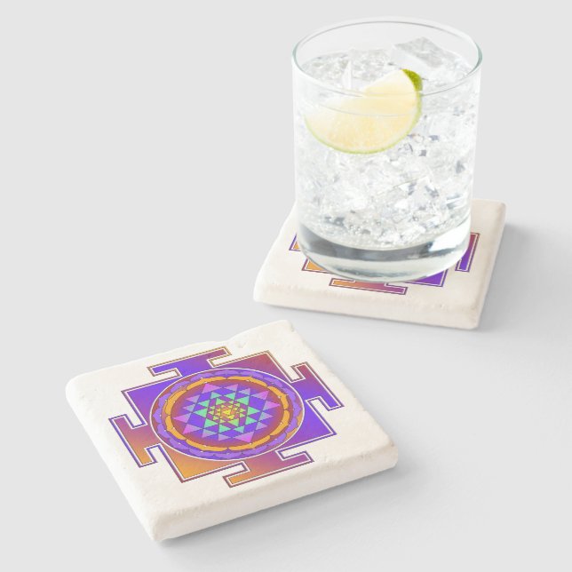 SRI YANTRA full coloured + your ideas Stone Coaster (Side)
