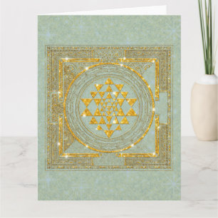 Sri Yantra Golden Glitter - Greeting Card