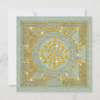 Sri Yantra Golden Glitter - Invitation Card