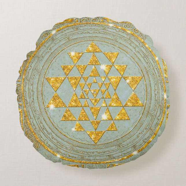 Sri Yantra Golden Glitter - Pillow (Front)