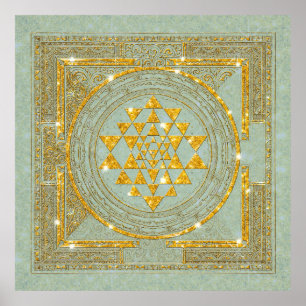 Sri Yantra Golden Glitter - Poster