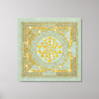 Sri Yantra Golden Glitter - Wrapped Canvas