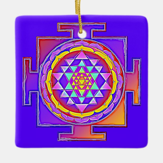 Sri Yantra - Hinduism Symbol Design 1 Ceramic Ornament (Front)