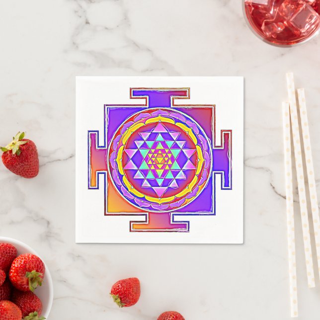 Sri Yantra - Hinduism Symbol Design 1 Napkin (Insitu)