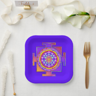 Sri Yantra - Hinduism Symbol Design 1 Paper Plate