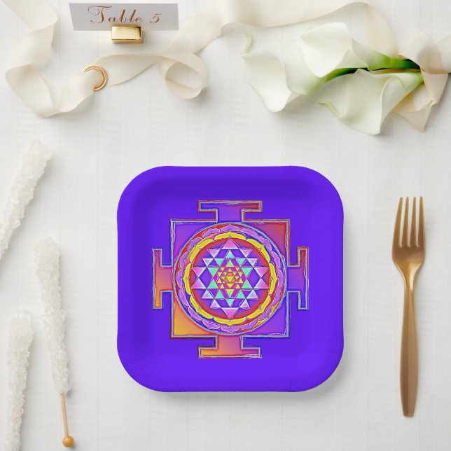 Sri Yantra - Hinduism Symbol Design 1 Paper Plate (Wedding)