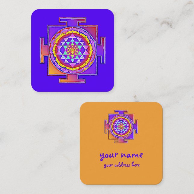 Sri Yantra - Hinduism Symbol Design 1 Square Business Card (Front/Back)