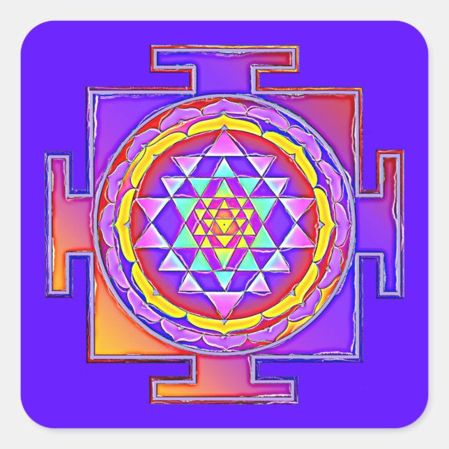 Sri Yantra - Hinduism Symbol Design 1 Square Sticker (Front)