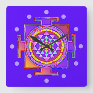Sri Yantra - Hinduism Symbol Design 1 Square Wall Clock