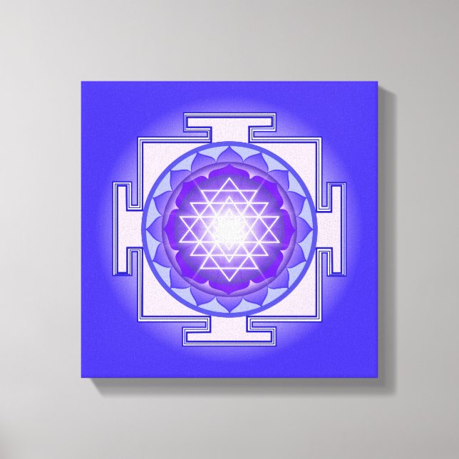 Sri Yantra Mandala Purple and Blue Canvas Print (Front)