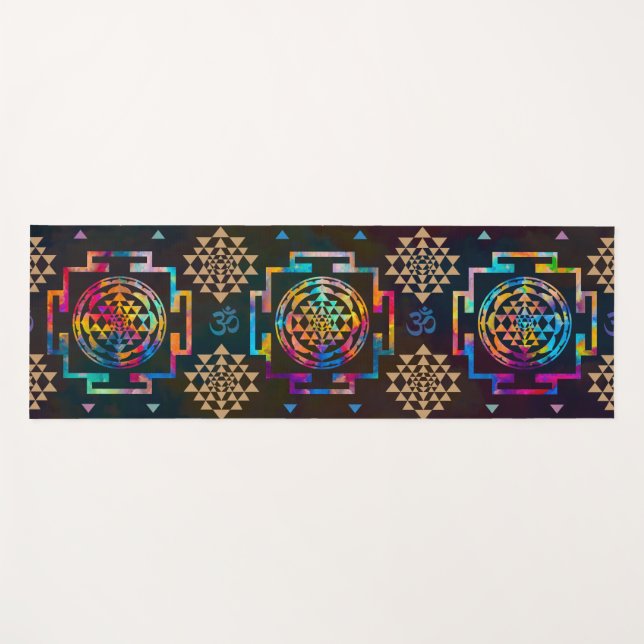 Sri Yantra  pattern - colour and gold Yoga Mat (Front (Horizontal))