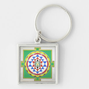 Sri Yantra Sacred Geometry - Accurate Colors Key Ring